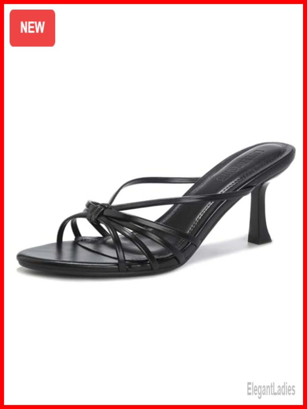 Mid Heel Slingback Sandals Pointed Toe Slip On Faux Leather Women's Heels